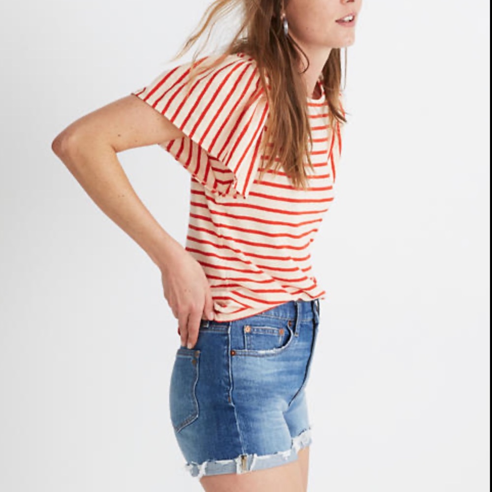 Flutter Sleeve Tee in Yorktown Stripe